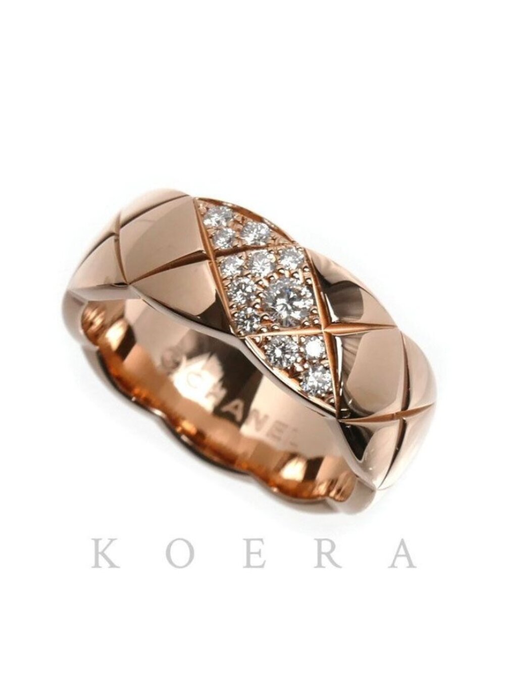 Chanel 18K Pink Gold Coco Crush Ring Diamond